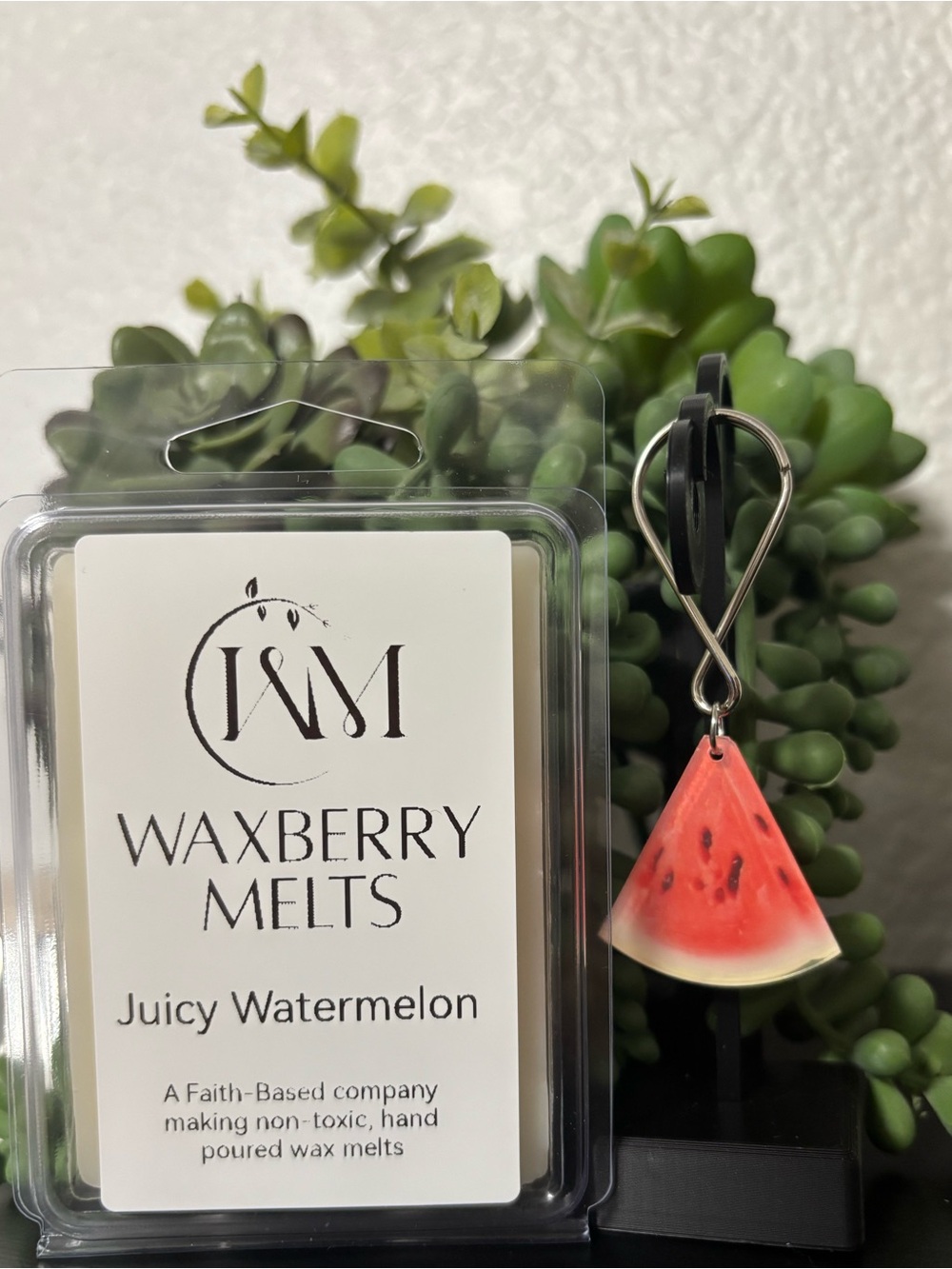 Handcrafted Juicy Watermelon Scented Wax Melts & Keychain Bundle (Slice)